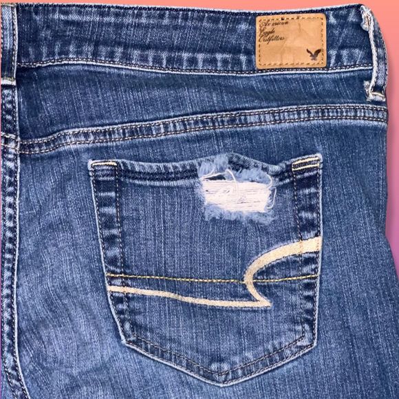 Plus Size American Eagle Hipster Short Court Stretch Jeans Size 16 - Picture 5 of 6